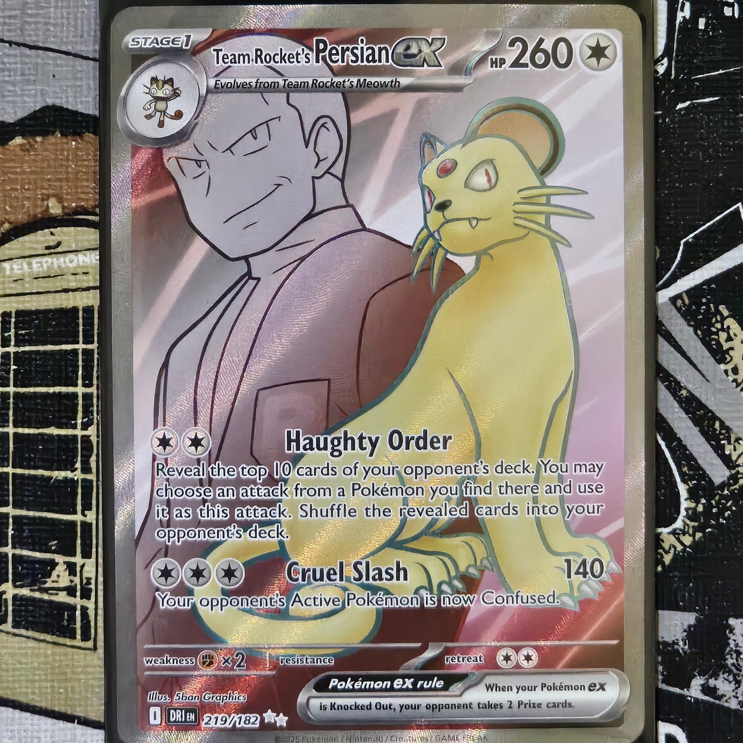 Team Rocket's Persian ex 219/182 Ultra Rare